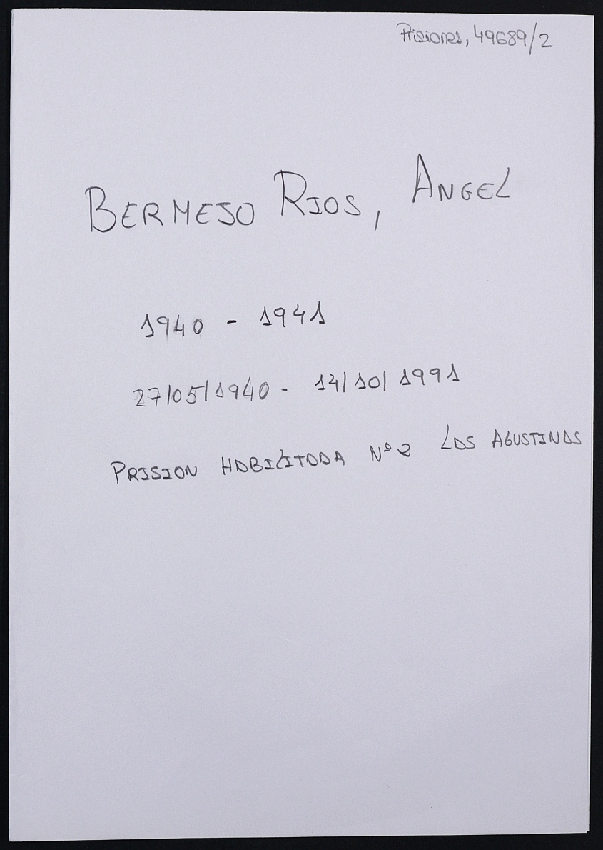 Expediente personal del recluso Ángel Bermejo Rios
