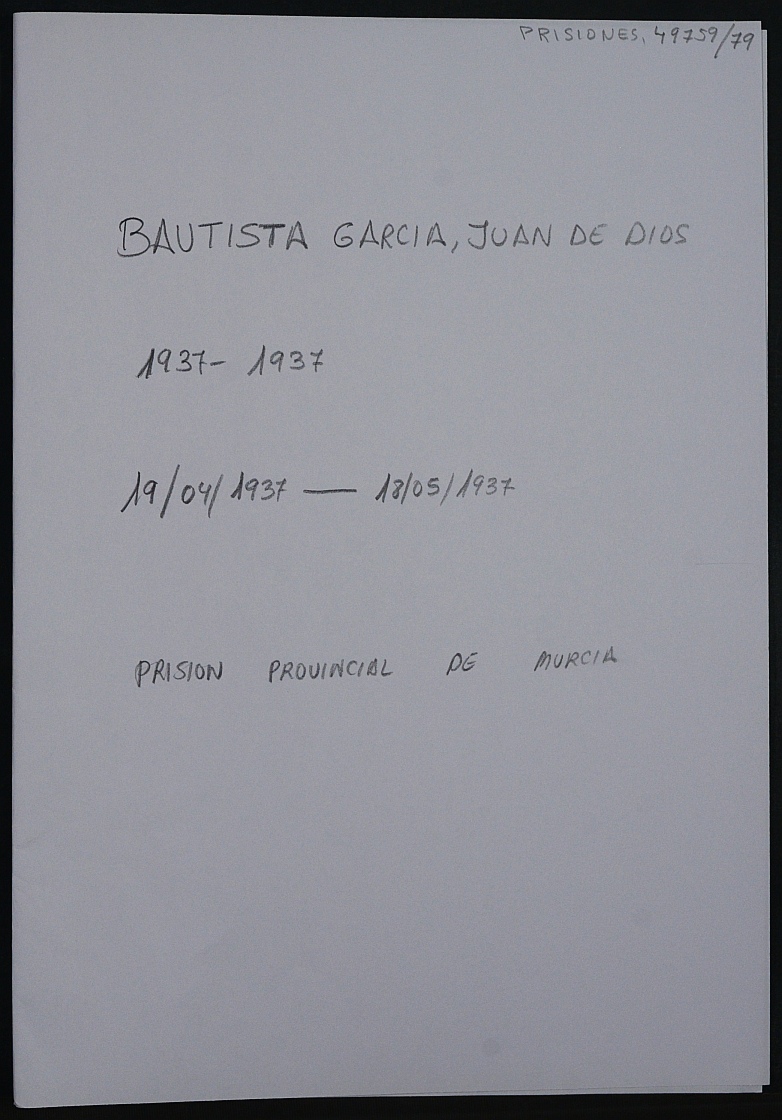 Expediente personal del recluso Juan De Dios Bautista García