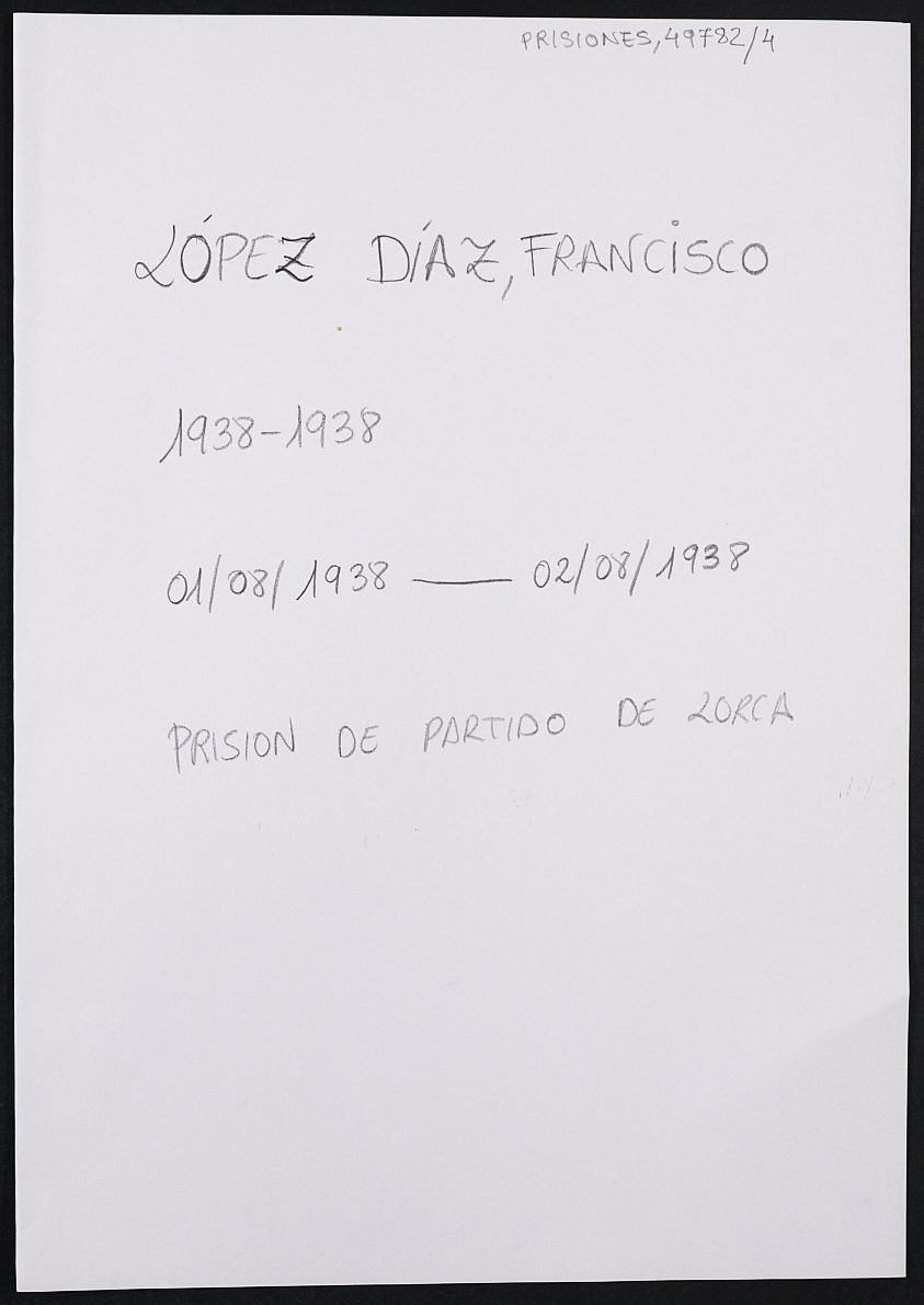 Expediente personal del recluso Francisco López Diaz