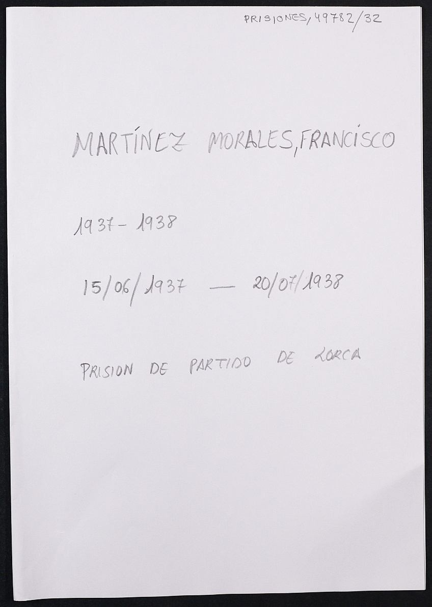 Expediente personal del recluso Francisco Martínez Morales