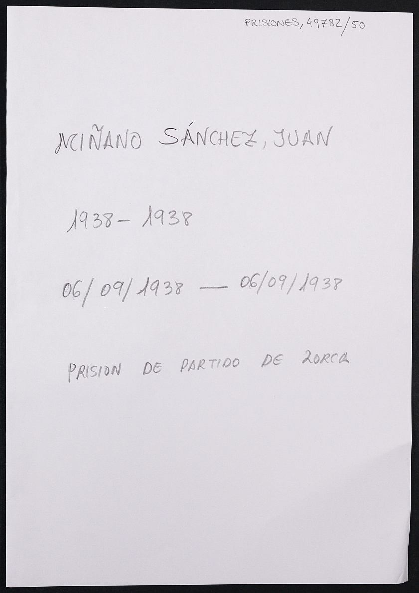 Expediente personal del recluso Juan Miñarro Sánchez