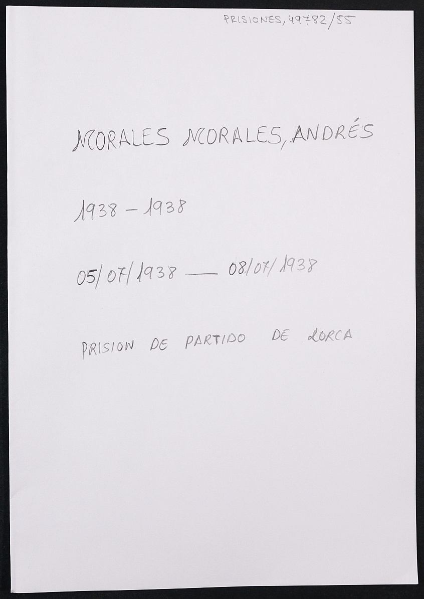Expediente personal del recluso Andrés Morales Morales
