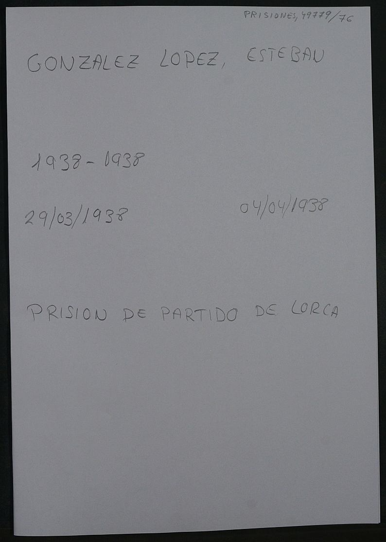 Expediente personal del recluso Esteban González López