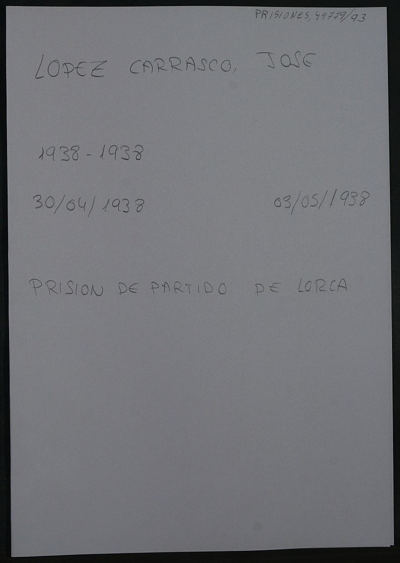 Expediente personal del recluso José López Carrasco