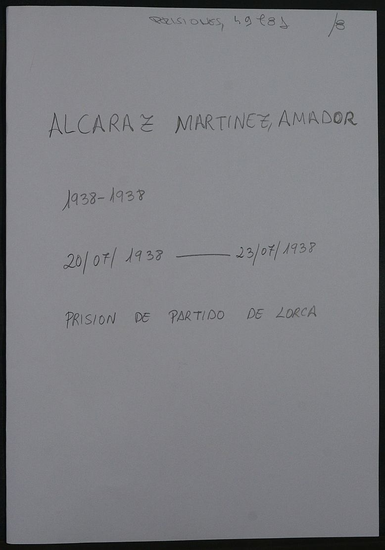 Expediente personal del recluso Amador Alcaraz Martínez