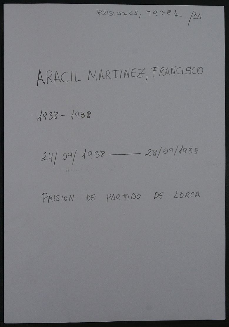 Expediente personal del recluso Francisco Aracil Martínez