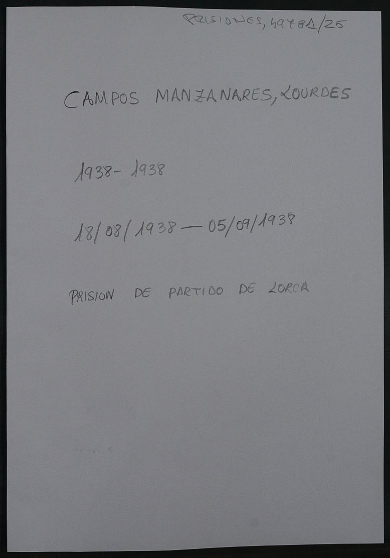 Expediente personal de la reclusa Lourdes Campos Manzanares