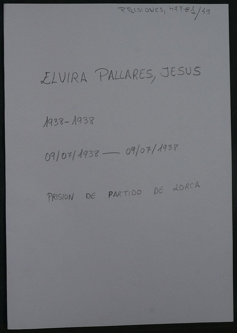 Expediente personal del recluso Jesús Elvira Pallares