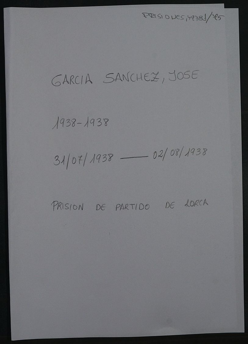 Expediente personal del recluso José García Sánchez