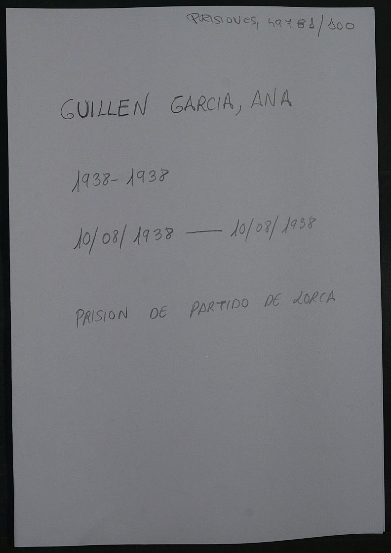 Expediente personal de la reclusa Ana Guillén García