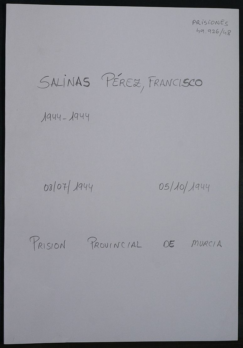 Expediente personal del recluso Francisco Salinas Pérez