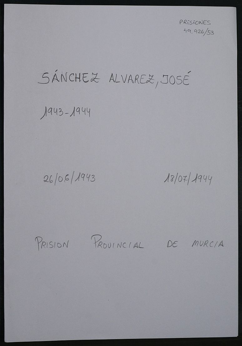 Expediente personal del recluso José Sánchez Alvarez