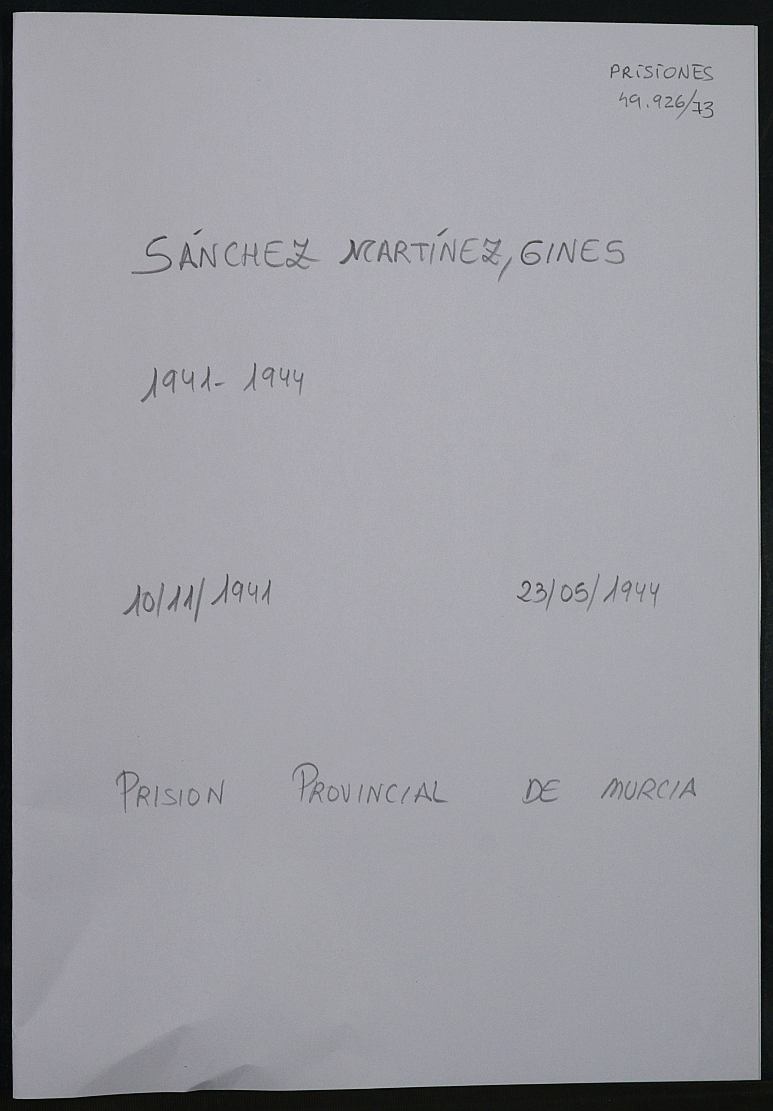 Expediente personal del recluso Ginés Sánchez Martínez