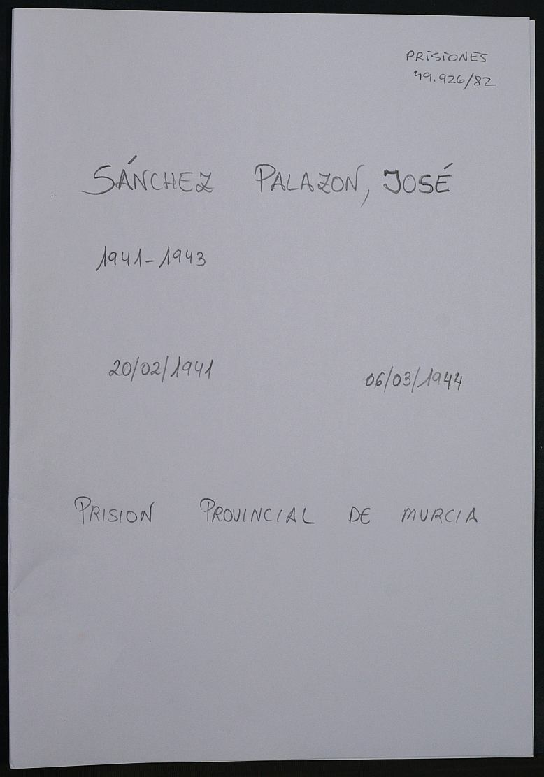 Expediente personal del recluso José Sánchez Palazon