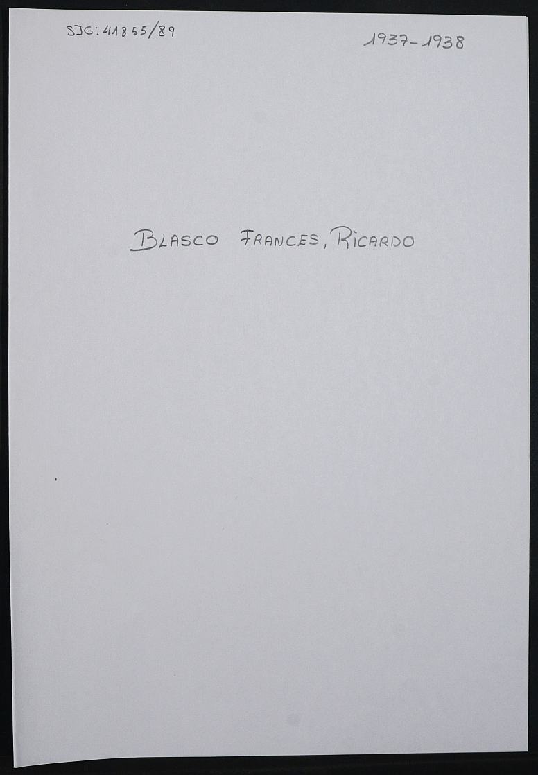 Expediente personal del recluso Ricardo Blasco Francés