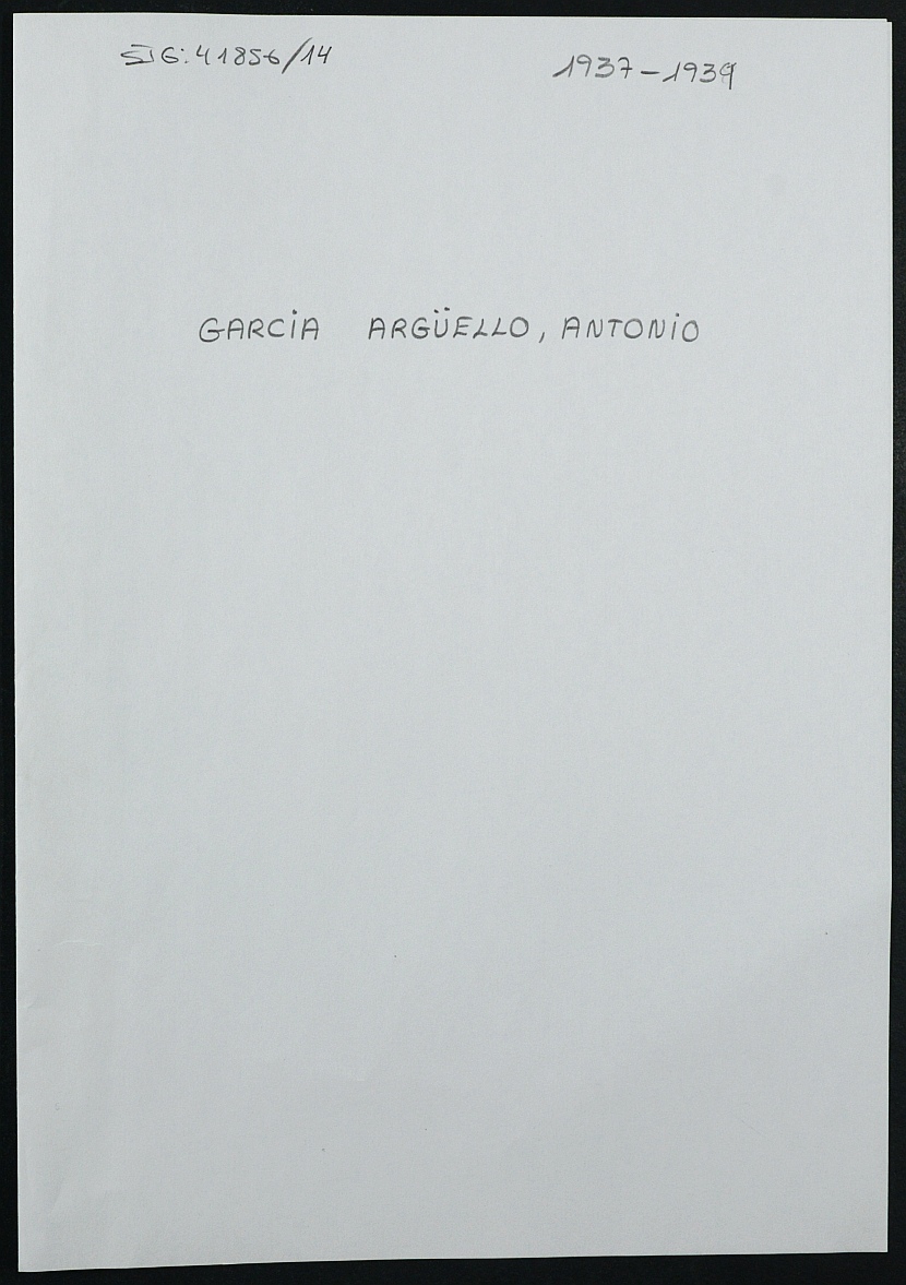 Expediente personal del recluso Antonio García Argüello