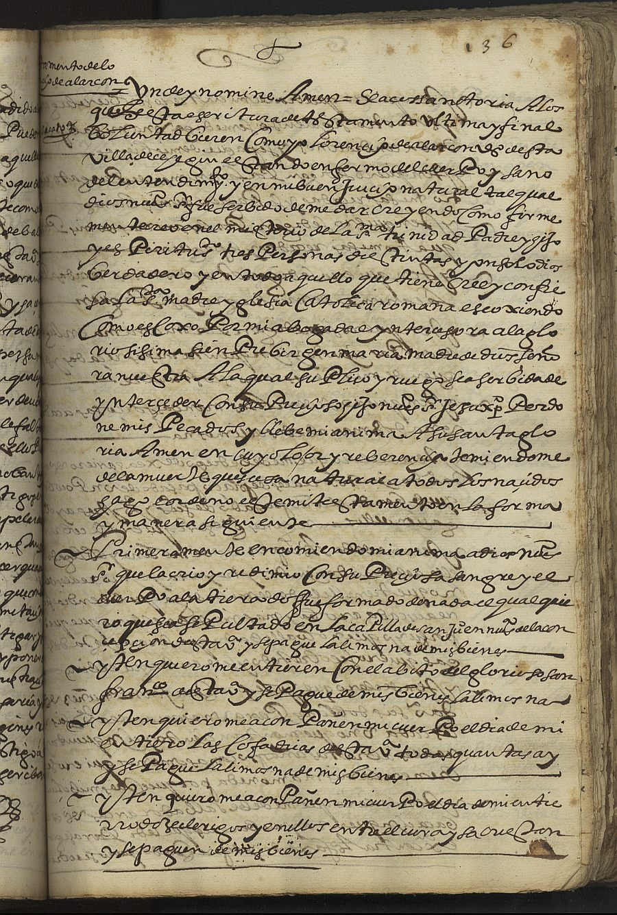 Testamento de Lorenzo de Alarcón, marido de Juana Martínez, vecinos de Cehegín.