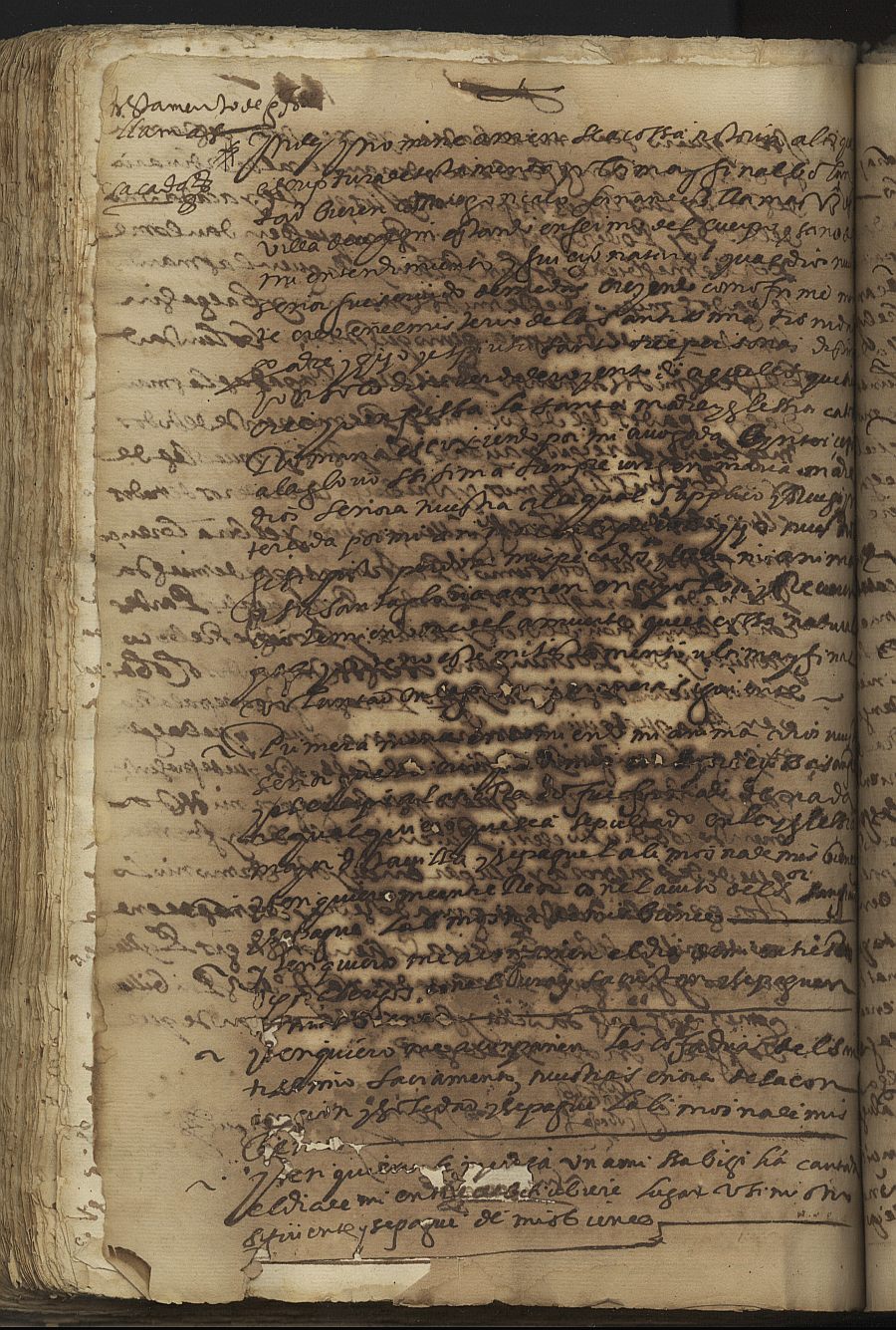 Testamento de Gonzalo Fernández Llamas, marido de Catalina de Octavio, vecinos de Cehegín.