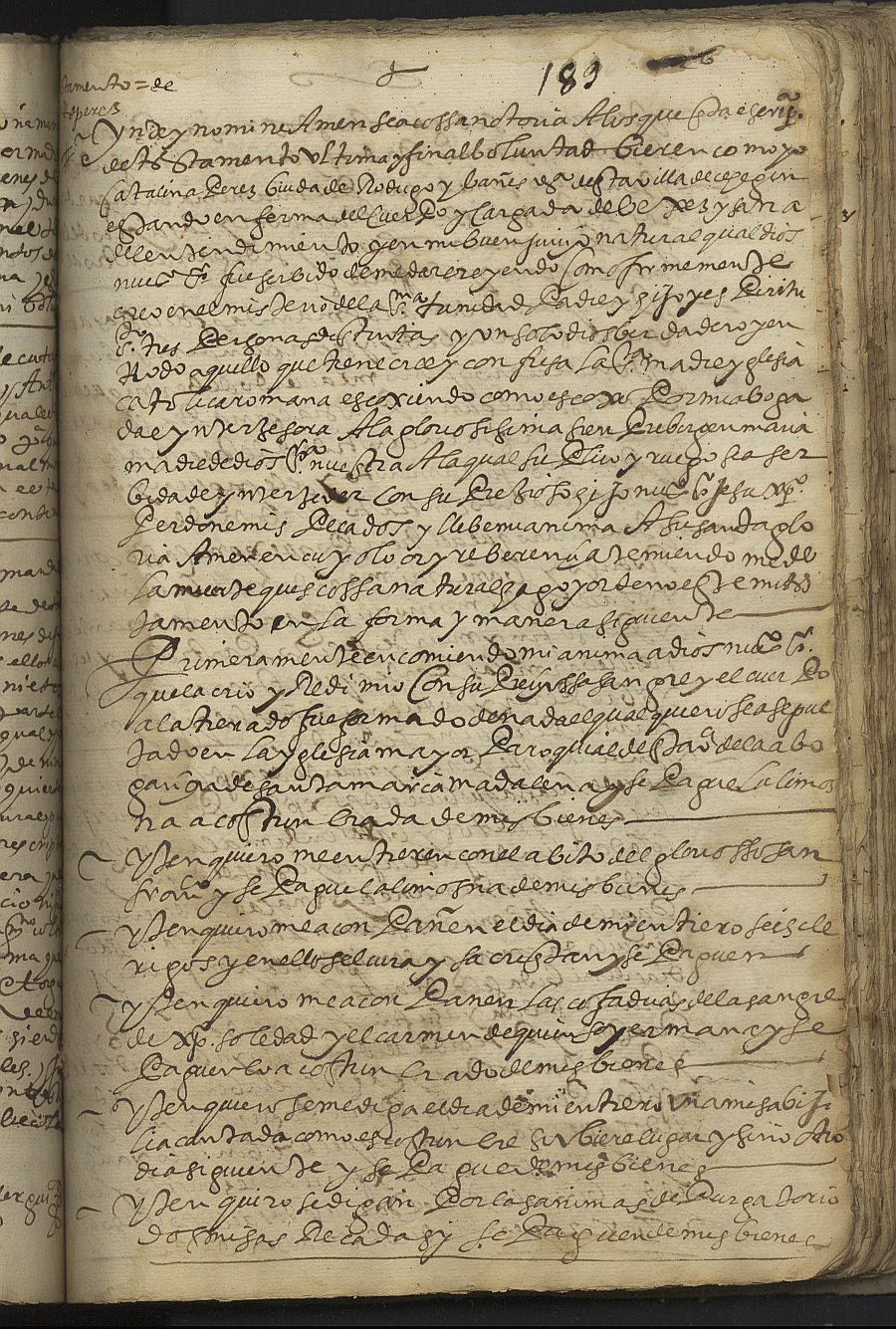 Testamento de Catalina Pérez, vecina de Cehegín, viuda de Rodrígo Ibáñez.