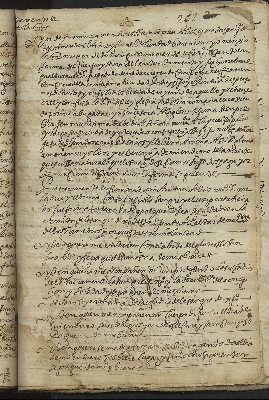 Testamento de Melchora Martínez, mujer de Domingo Jiménez, vecinos de Cehegín.