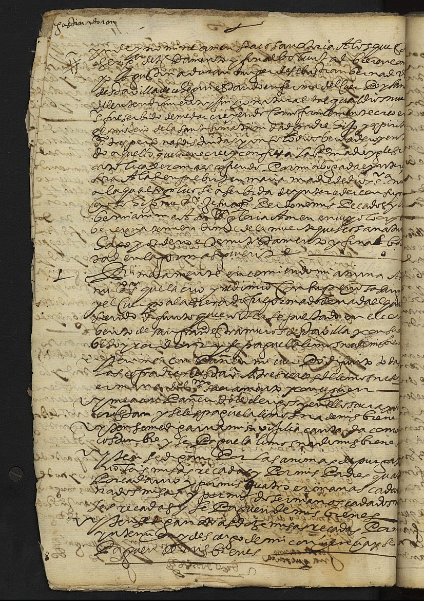 Testamento de Agustina Durán, mujer de Sebastián Bernad, vecina de Cehegin.