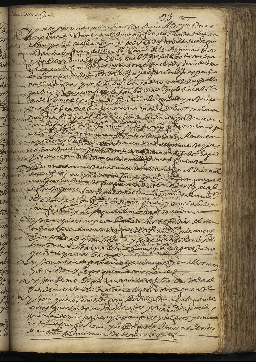 Testamento de Juan de Albarracín Céspedes, marido de María González, vecino de Cehegín.