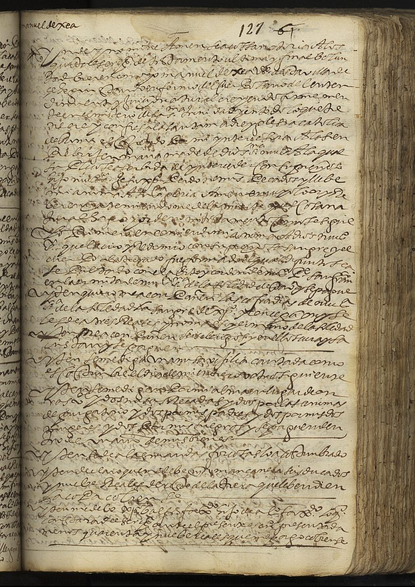 Testamento de Manuel de Egea, marido de María Pérez, vecino de Cehegín.