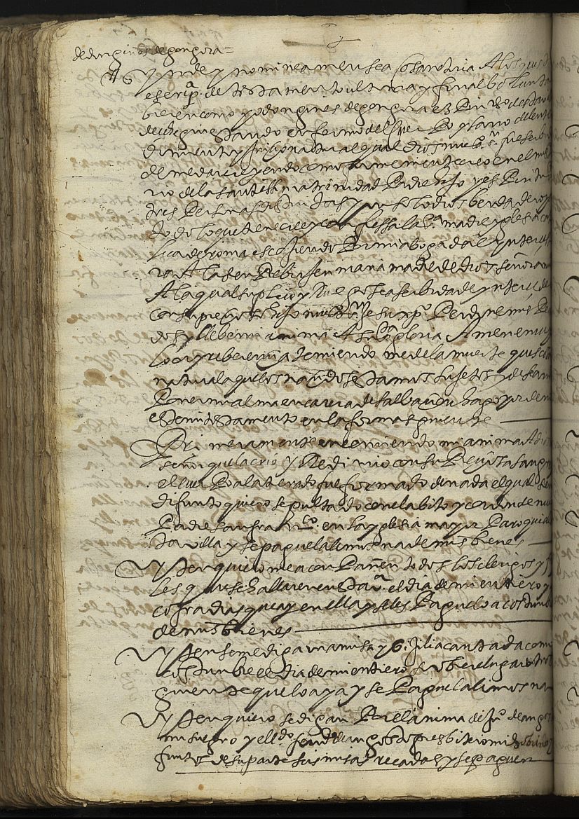 Testamento de Ginés de Góngora Espín, marido de María de Angosto, vecino de Cehegín.