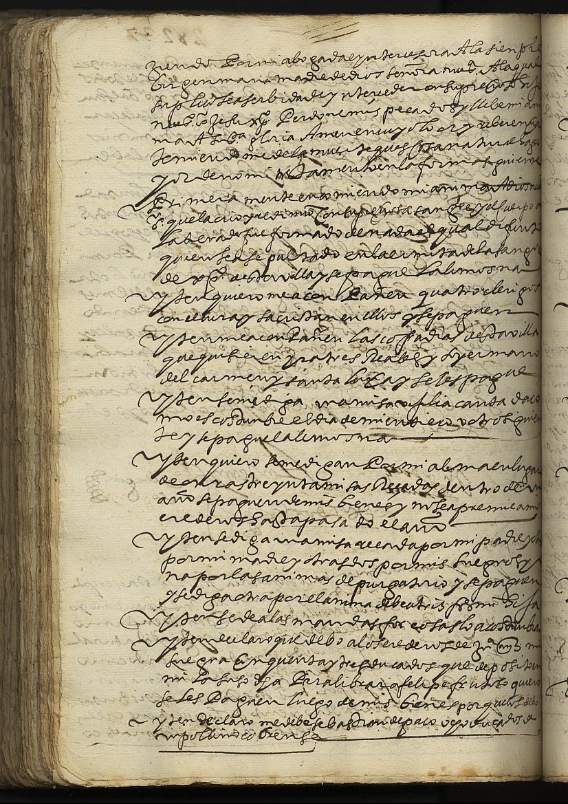 Testamento de Damián Pérez, marido de Teresa Martínez, vecino de Cehegín.