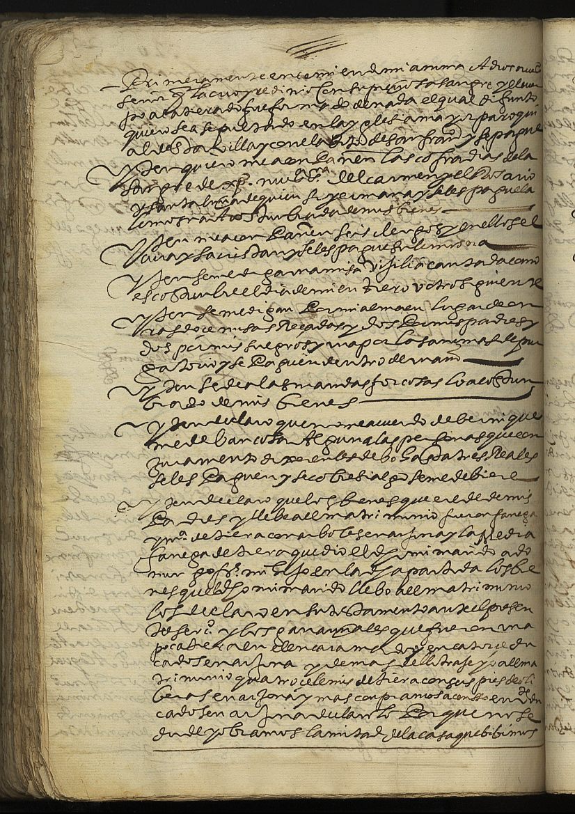 Testamento de Ginesa Sánchez, mujer de Alonso Fernández Fresneda, vecina de Cehegín.