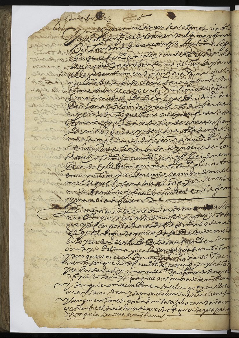 Testamento de Agustina López, viuda de Francisco González Conde, vecina de Cehegín.