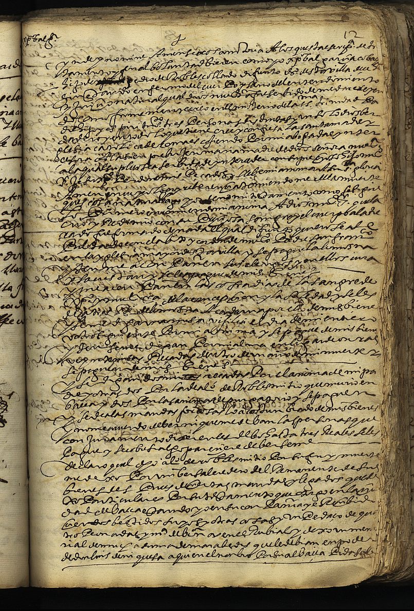 Testamento de Cristóbal García Cobacho, hijo de Pedro Robles Collado, vecino de Cehegín.