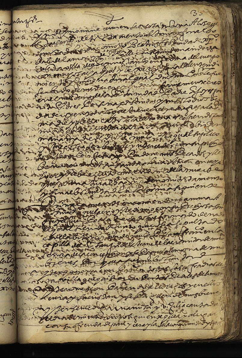 Testamento de Beatriz Fernández, viuda de Cristóbal del Amor y de Rodrigo Ciller su segundo marido, vecina de Cehegín.