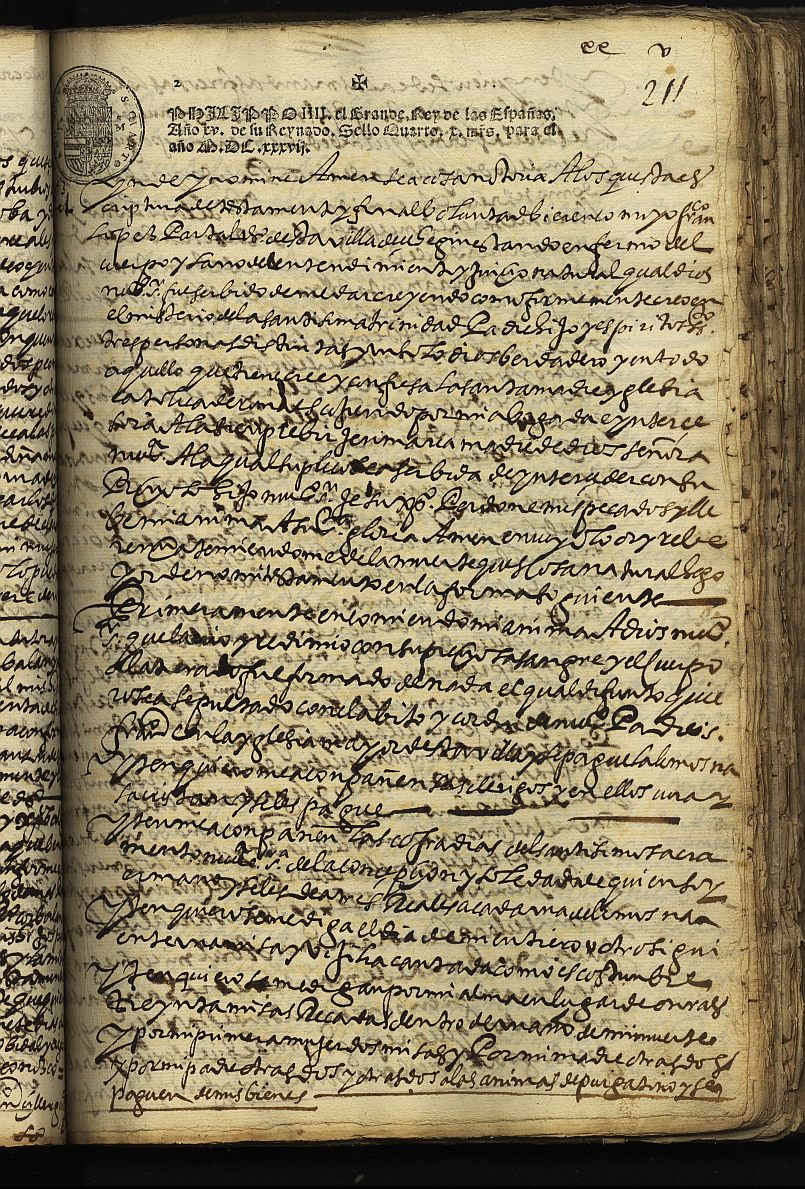 Testamento de Francisco López Partal, marido de Eugenia de la Calle, vecino de Cehegín.