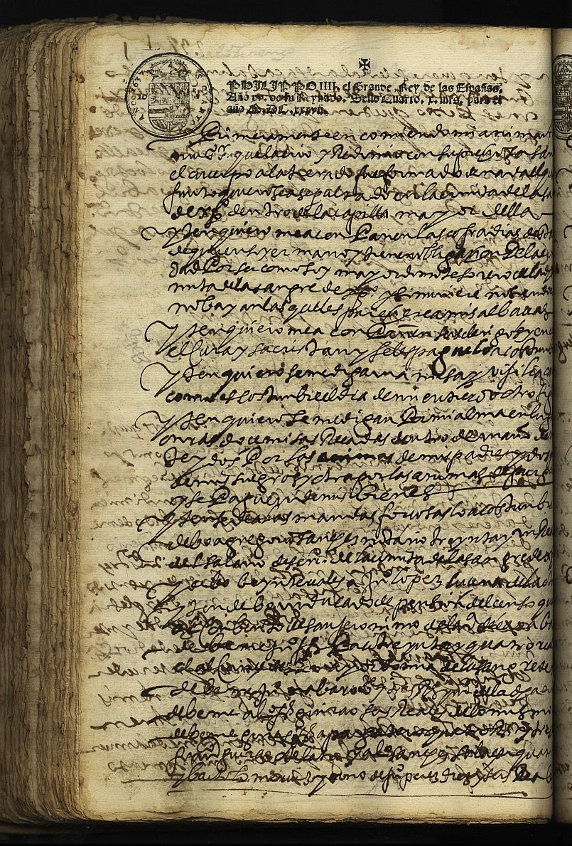 Testamento de Cristóbal Sánchez Tarancón, marido de Marina Caparrós, vecino de Cehegín.