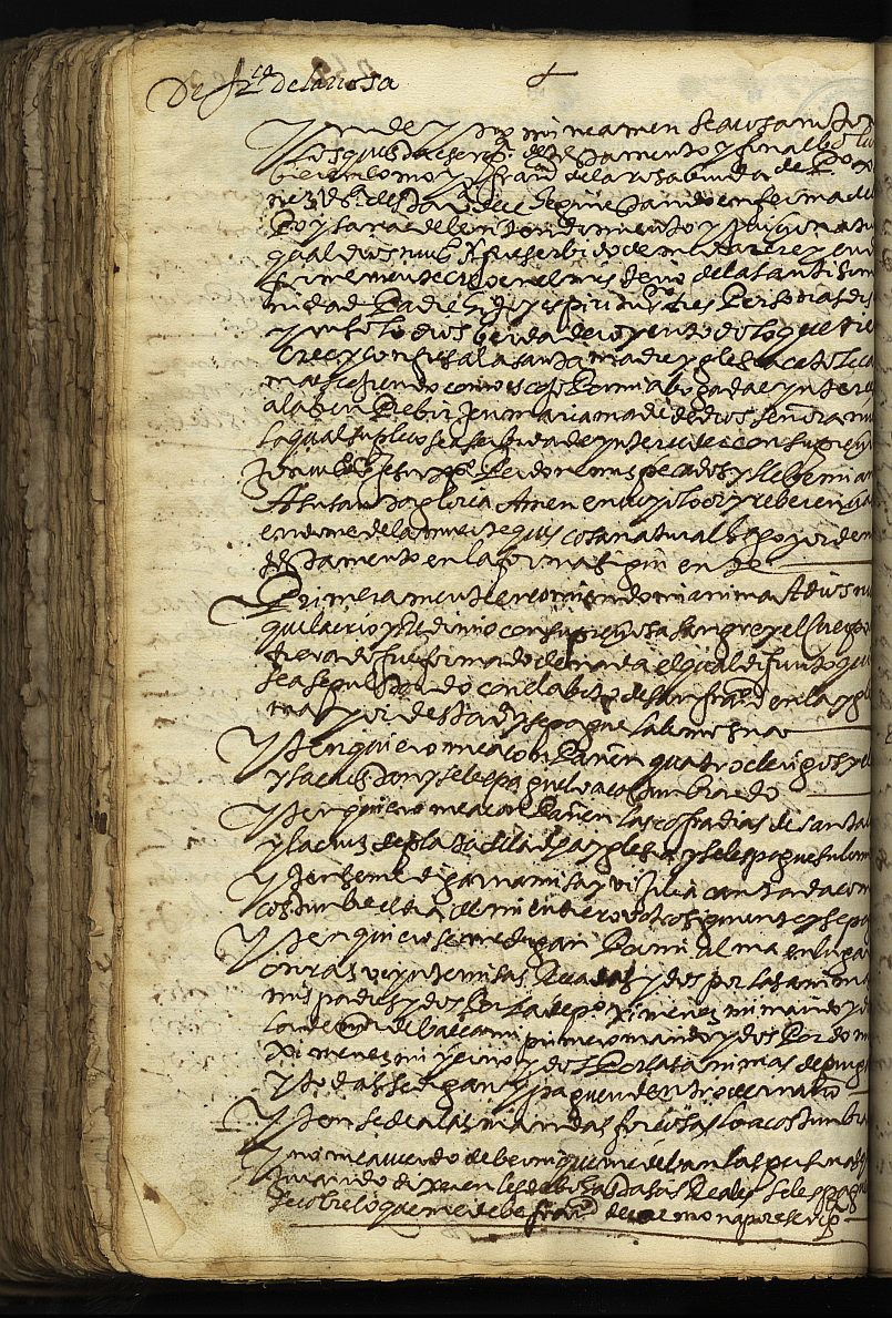 Testamento de Francisco de la Rosa, viuda de Pedro Jiménez, vecina de Cehegín.