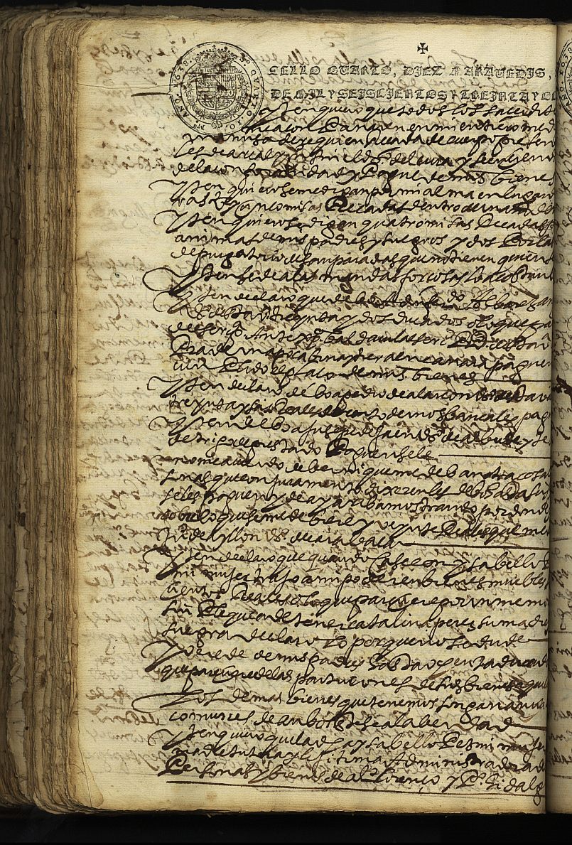Testamento de Francisco Lorenzo Abril, marido de Isabel López, vecino de Cehegín.