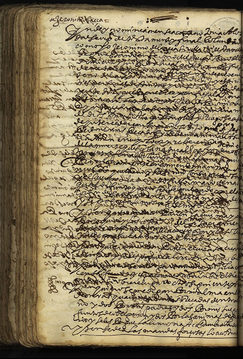 Testamento de Gerónimo Baeza Sevilla, marido de Ana Manzanera, vecino de Cehegín.