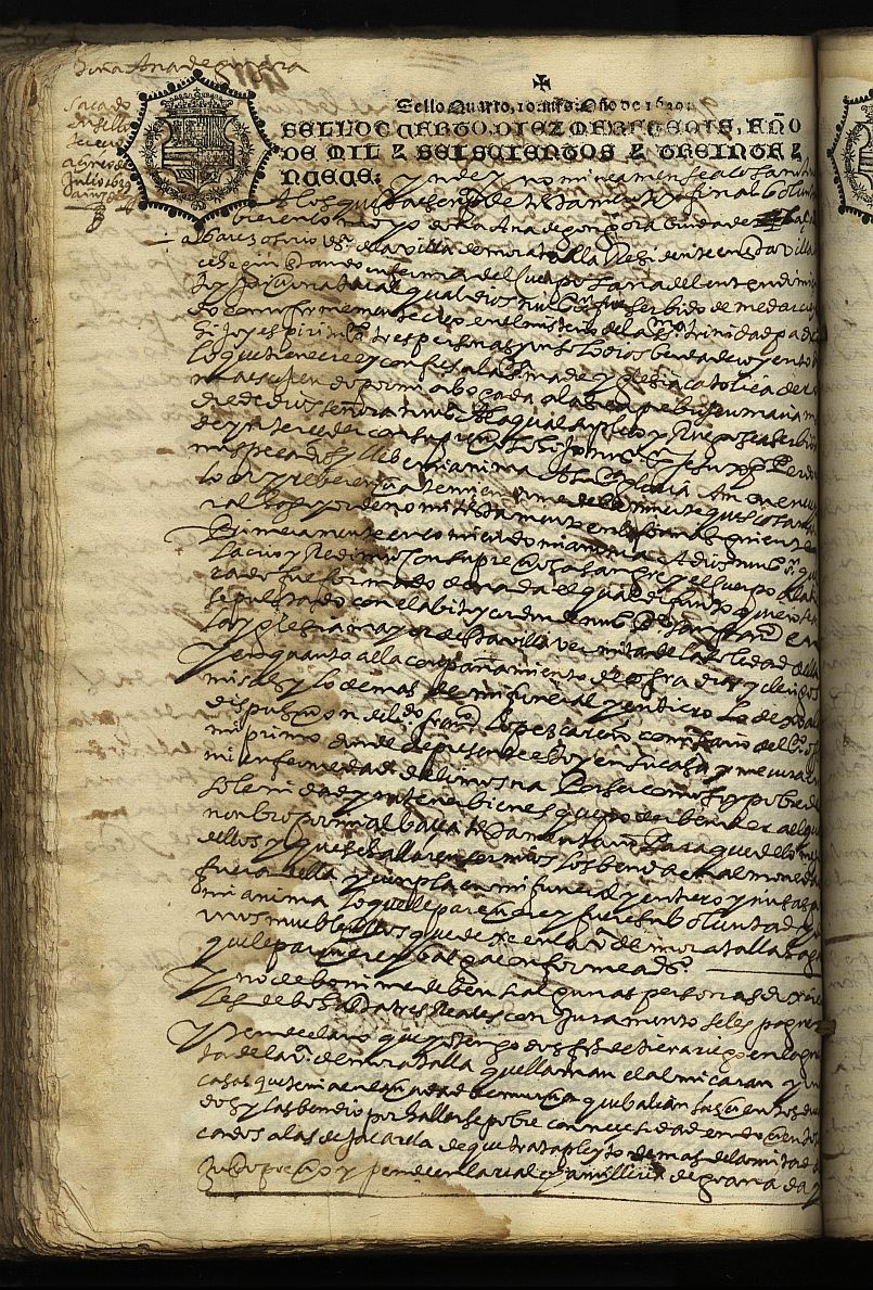 Testamento de Ana de Góngora, viuda de Cristóbal Álvarez Osorio, vecina de Moratalla, residente en Cehegín.