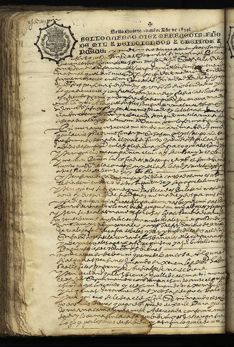 Testamento de Joana Espín, mujer de Juan Martín, vecina de Cehegín.