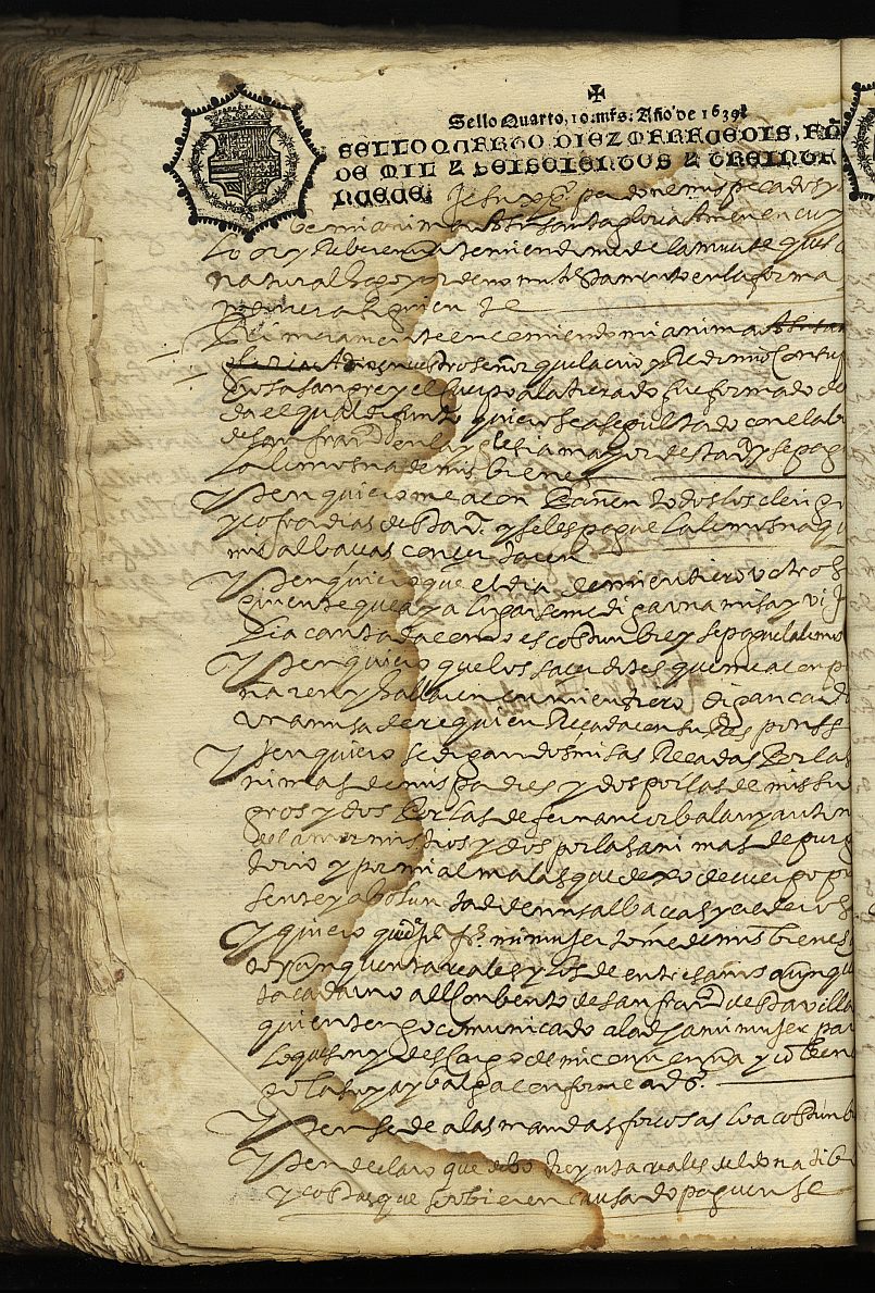 Testamento de Ginés Corbalán Chico, marido de Juana Fernández, vecino de Cehegín.
