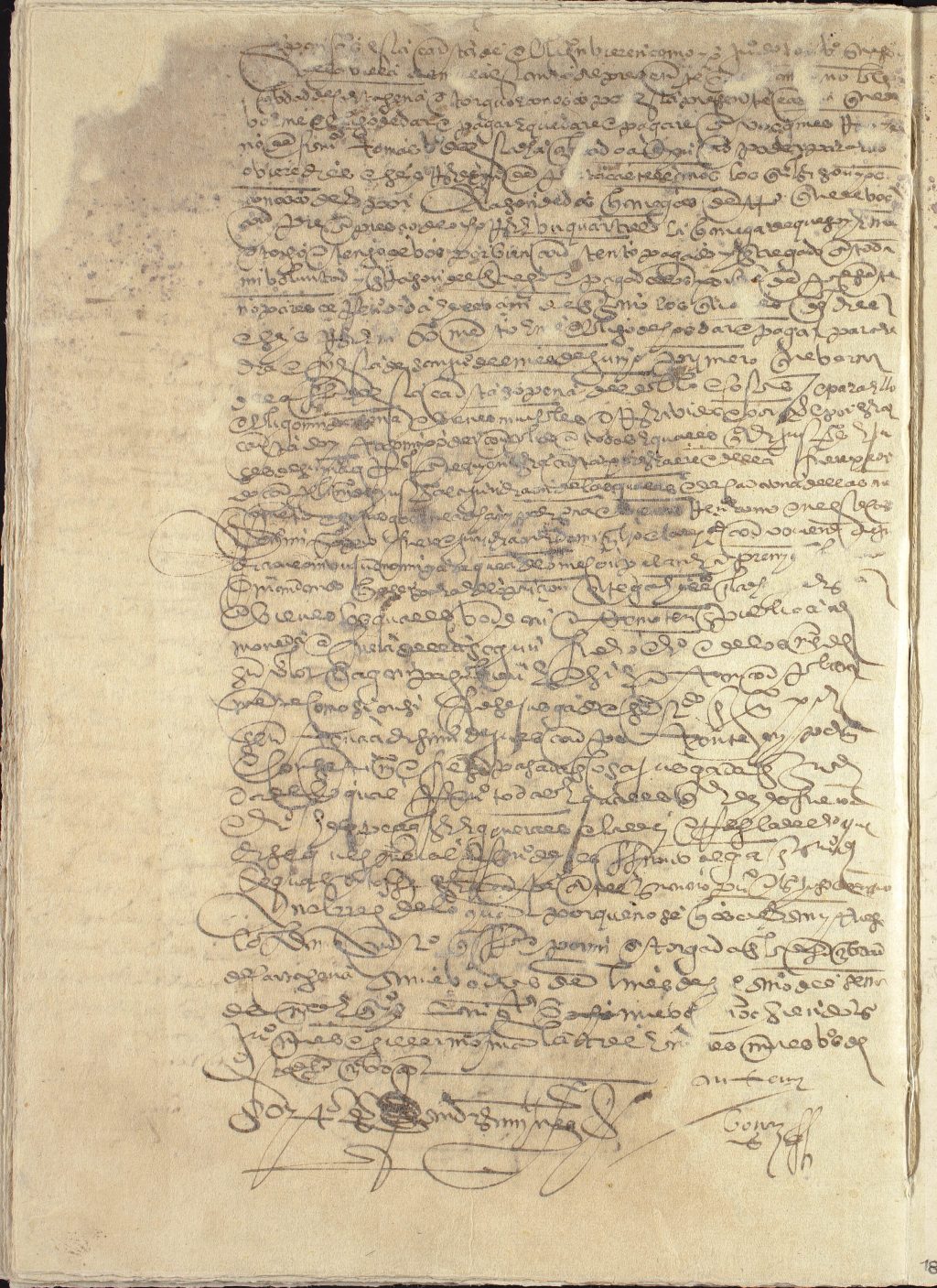 Obligación de pago de Juan Soto a favor de Ginés Rodríguez, yerno de Francisco Tomás, vecinos de Cartagena, por dieciséis reales y medio de plata castellanos.