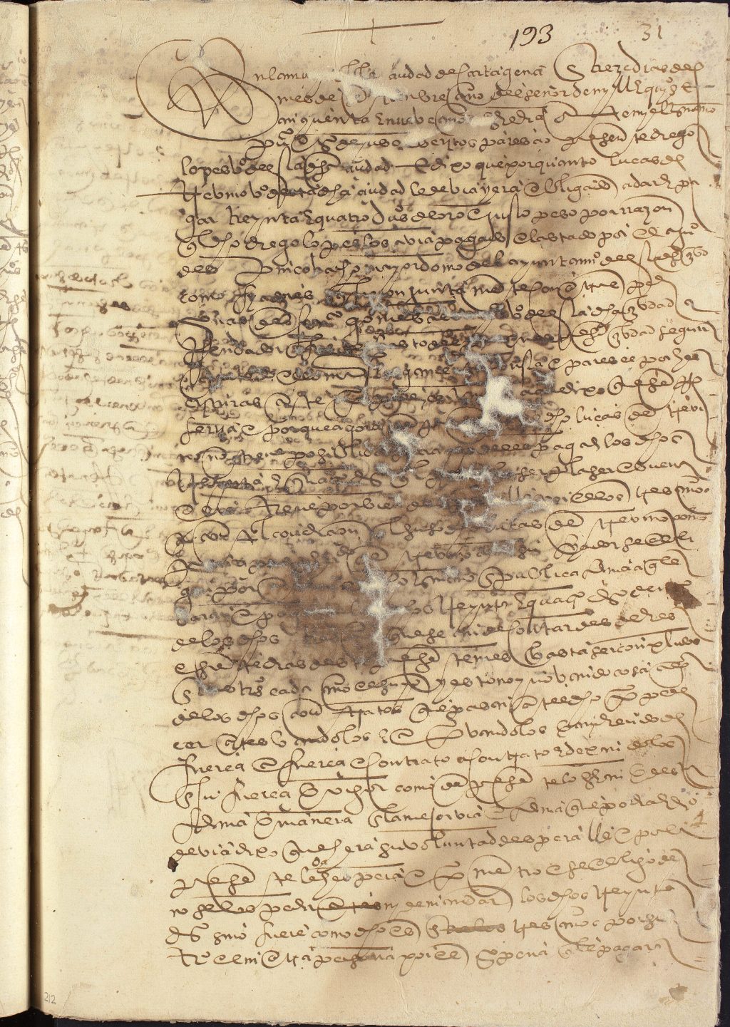 Acuerdo entre Diego López y Lucas Treviño por el pago de treinta y cuatro ducados de oro que Diego había prestado a Juan Despín Cobacho, mayordomo del Ayuntamiento de Cartagena, en nombre de Lucas.