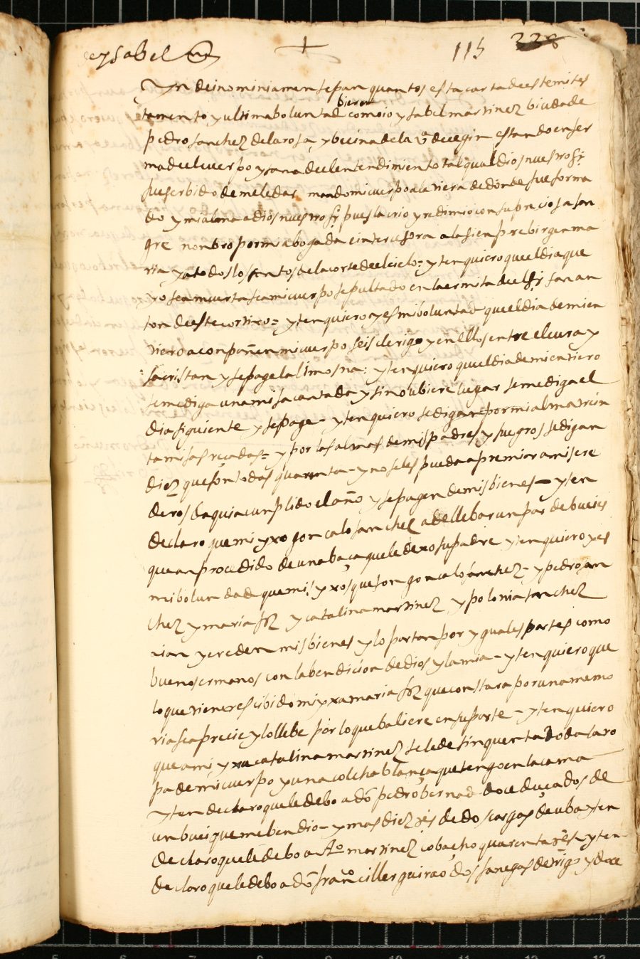 Testamento de Isabel Martínez, viuda de Pedro Sánchez de la Rosa, vecina de Cehegín.
