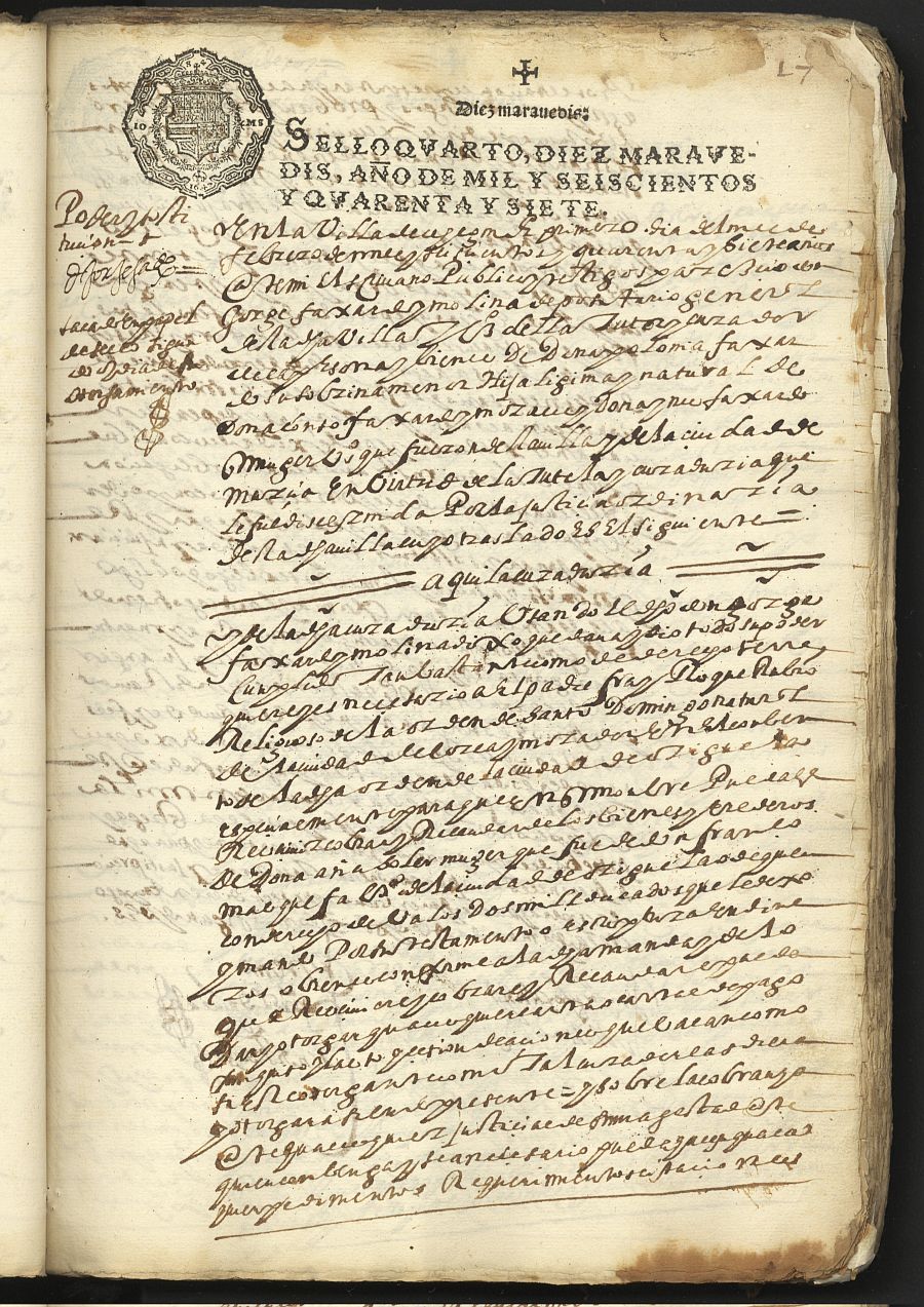 Registro de Cristóbal Dávila Robles, Cehegín. Año 1647.