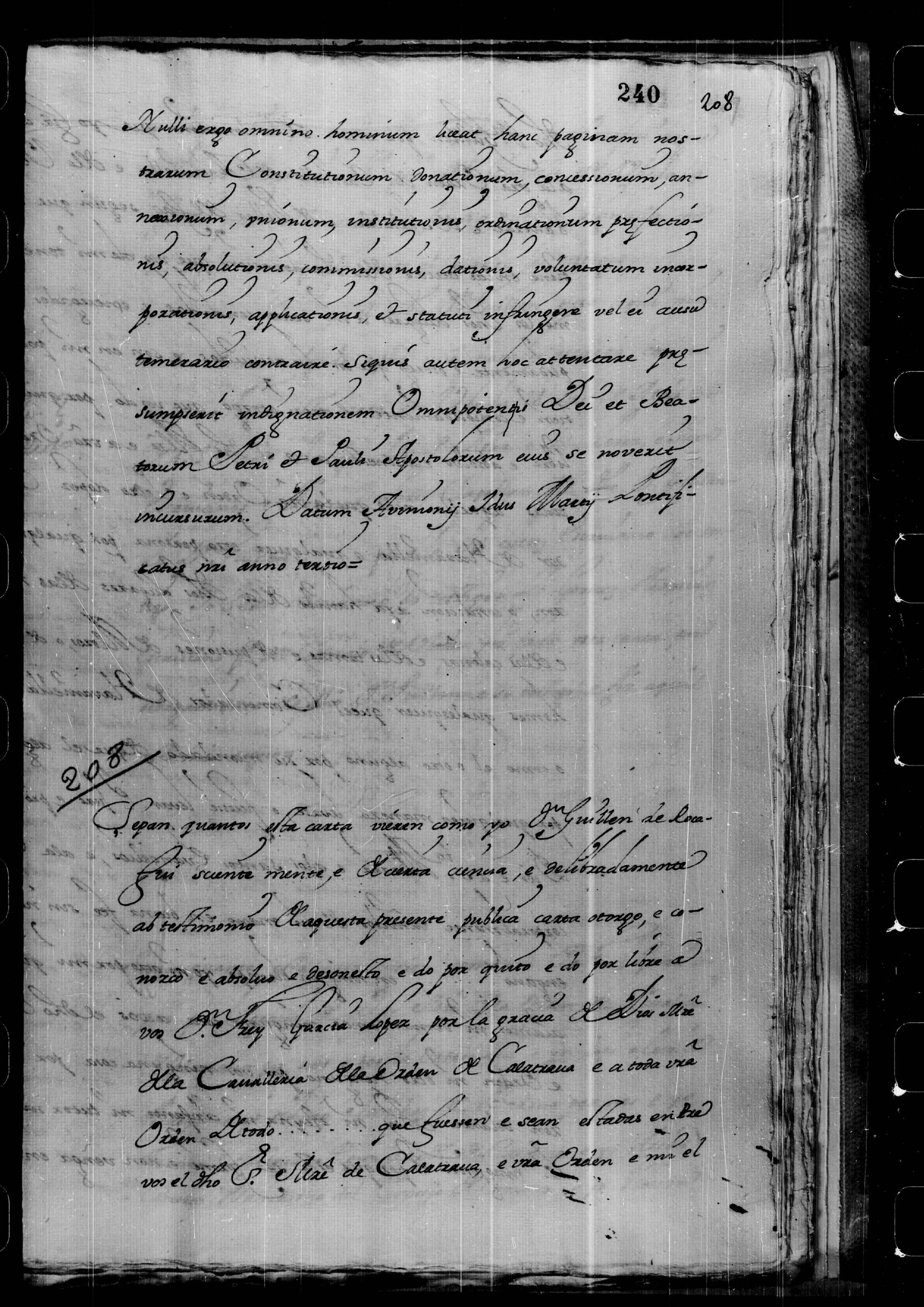 Escritura de finiquito de cuentas con la Orden de Calatrava, dada por Guillén de Rocafull por las villas de Abanilla, Villar de Saz y otras que había donado a la Orden. 