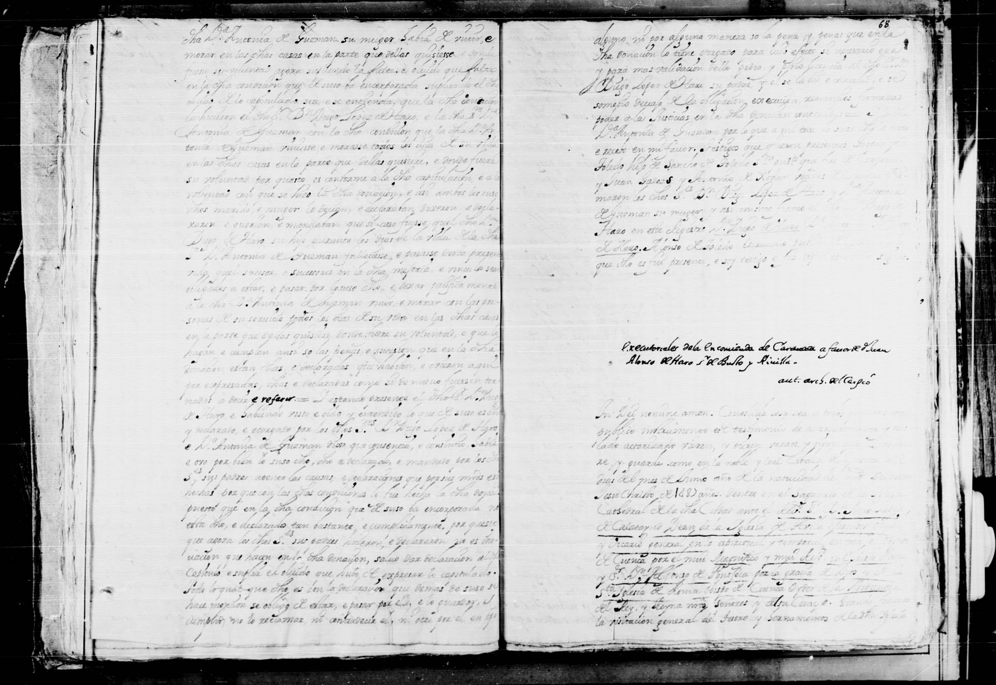Letras ejecutoriales para la toma de posesión de la encomienda de Caravaca, en la Orden de Santiago, a Juan Alfonso de Haro, señor de Busto