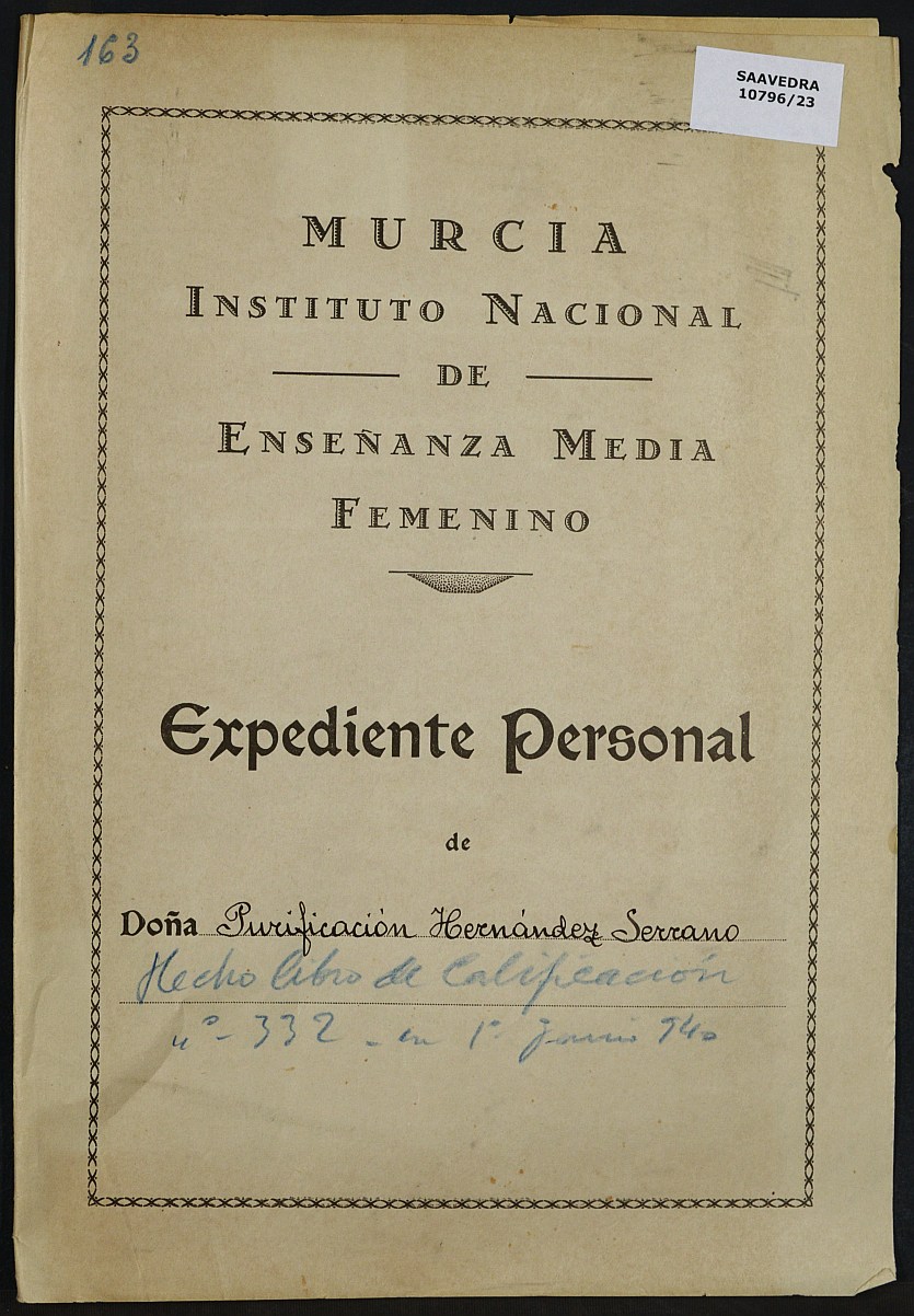Expediente académico nº 163: Purificación Hernández Serrano.