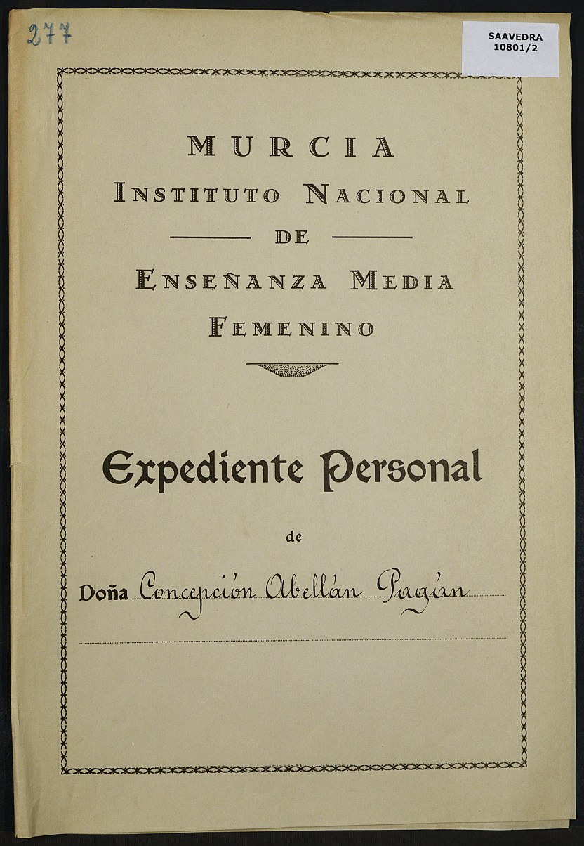 Expediente académico nº 277: Concepción Abellán Pagán.