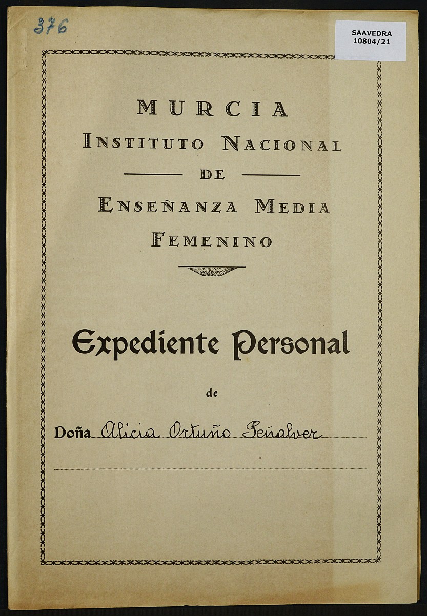 Expediente académico nº 376: Alicia Ortuño Peñalver.